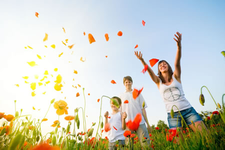 playing in meadow